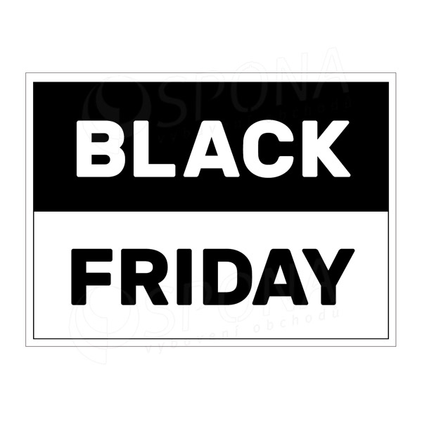 Papierový banner, SKONTO 650 x 480 mm, "BLACK FRIDAY", polená čiernobiela tlač, 2 ks