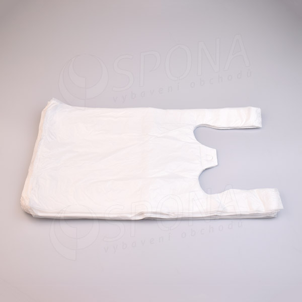 Mikroténové tašky HDPE, nosnosť 5,5 kg, 28+14 x 48 cm, biela, 100 ks