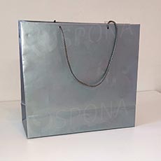 Papierová taška LAMINO, 35 x 13 x 31 cm, strieborná lesklá